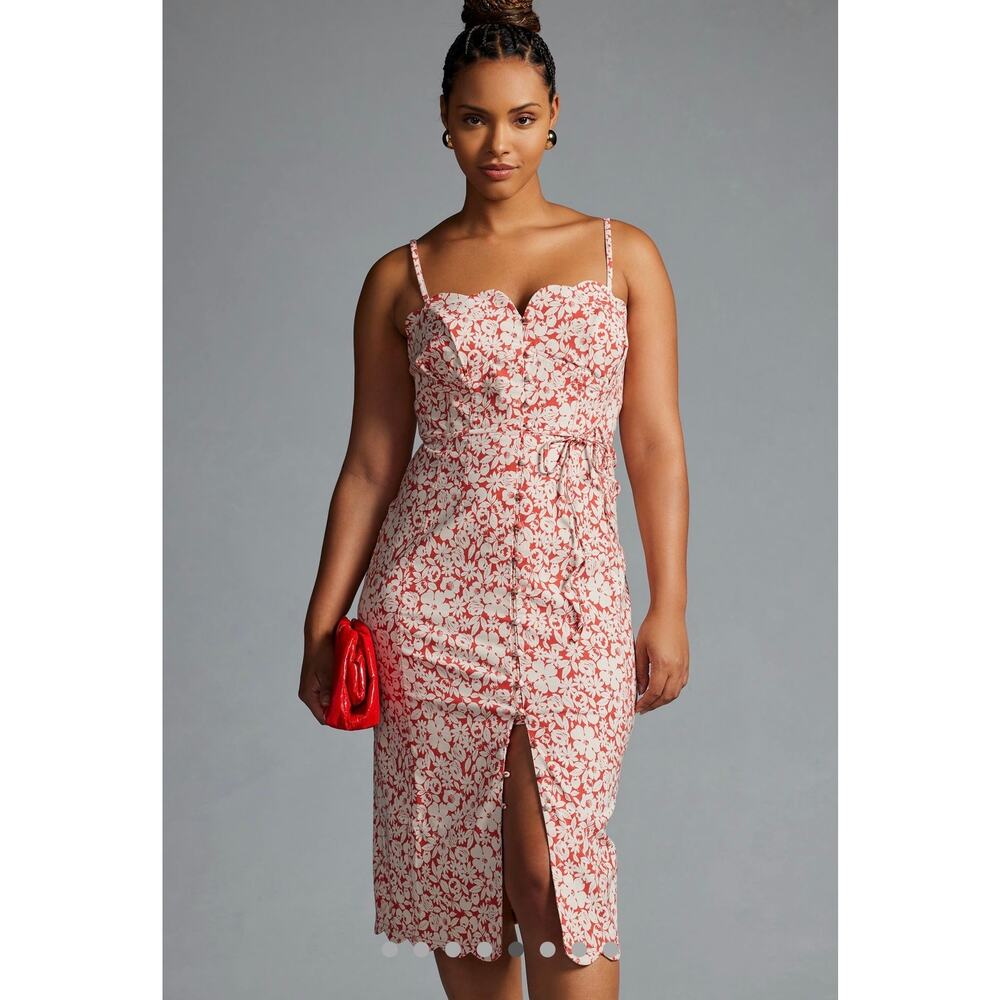 Anthropologie Slim Scalloped Front-Slit Corset Dress NWT 20W